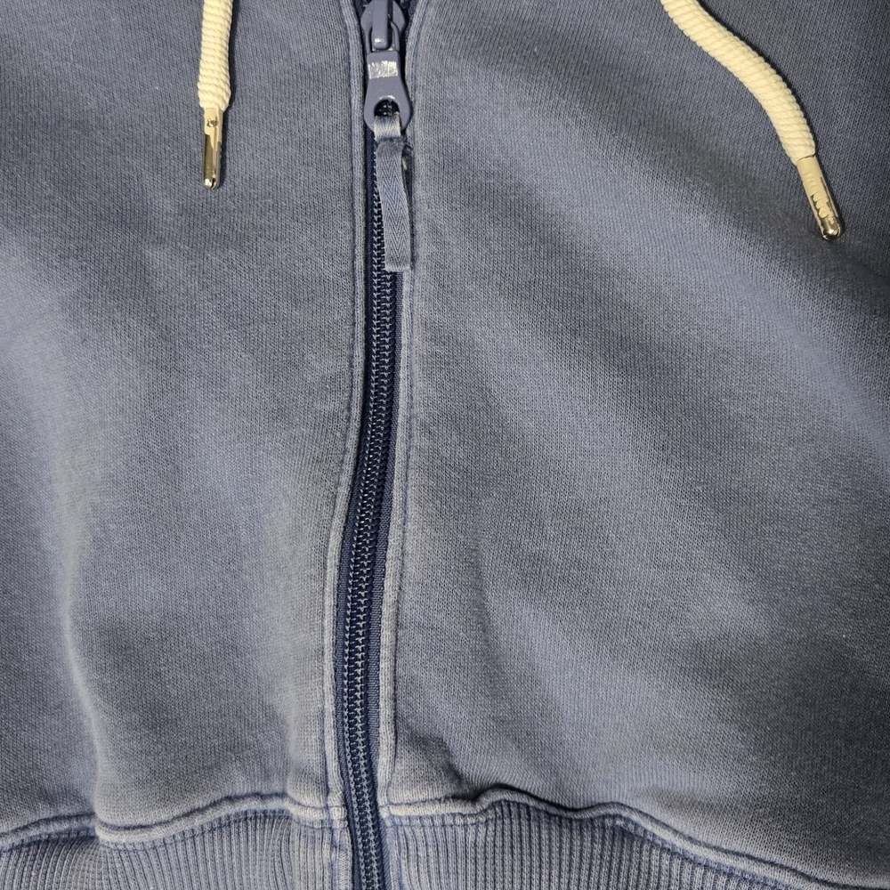 aerie Washed Denim-Blue Cropped Hoodie - Picture 7 of 10